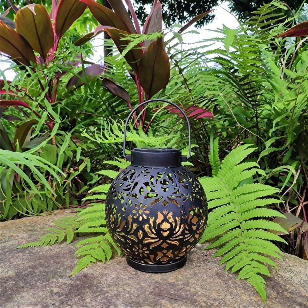 Solar Garden Lantern | Hanging Hollow Pattern LED Outdoor Light 1
