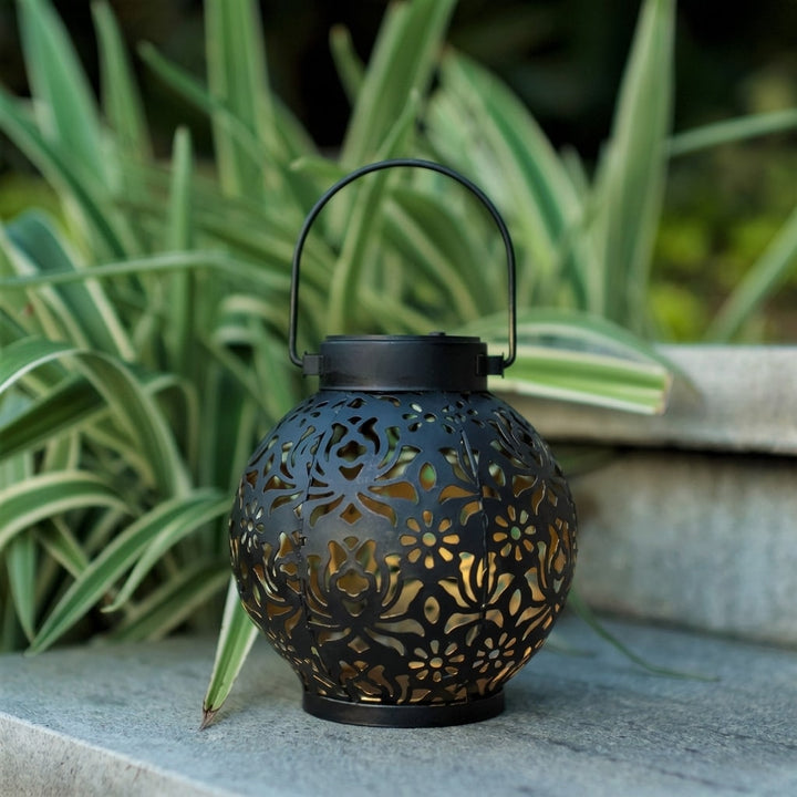 Solar Garden Lantern | Hanging Hollow Pattern LED Outdoor Light 6