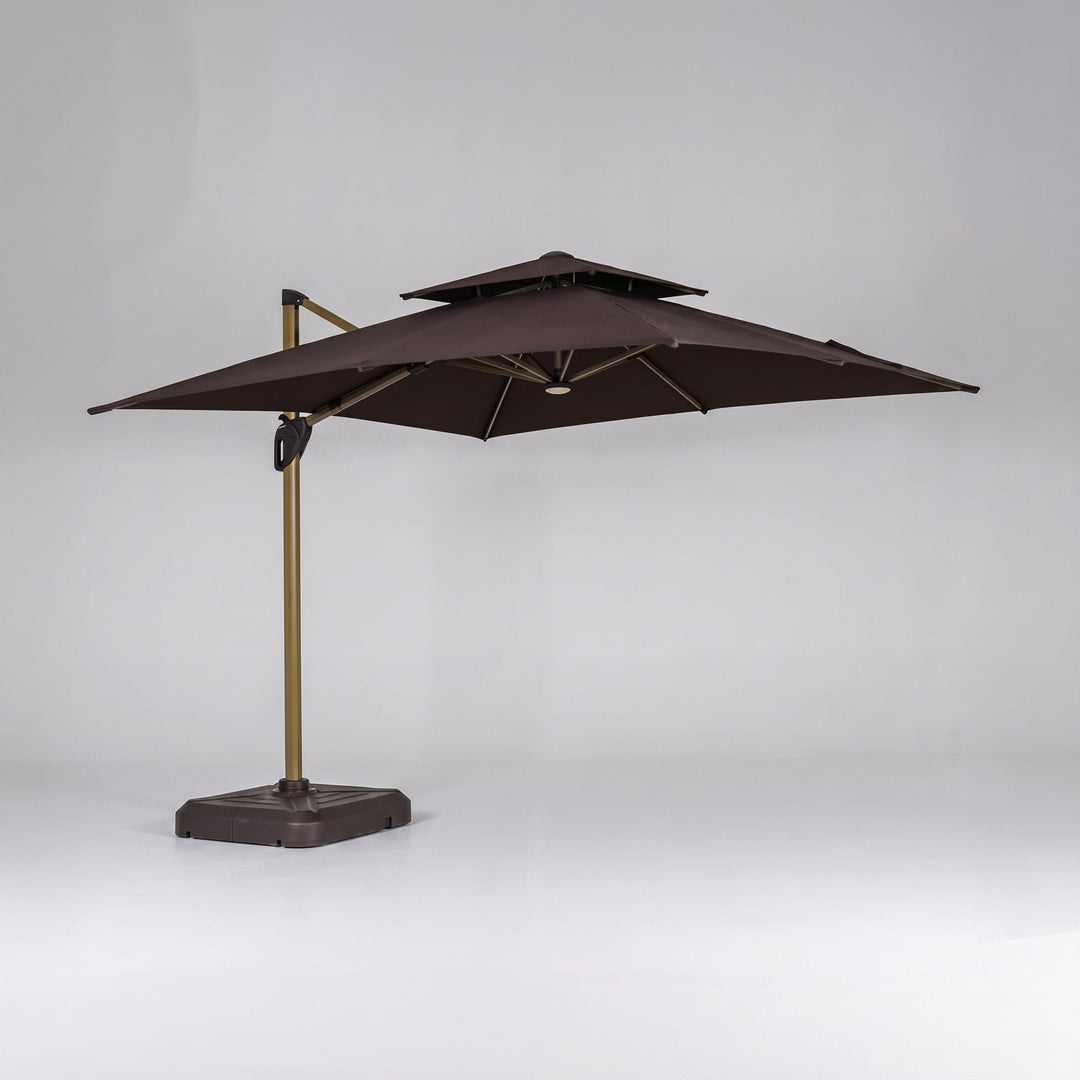 Square Cantilever Garden Parasol - 3m Outdoor Umbrella with LED Lights 1
