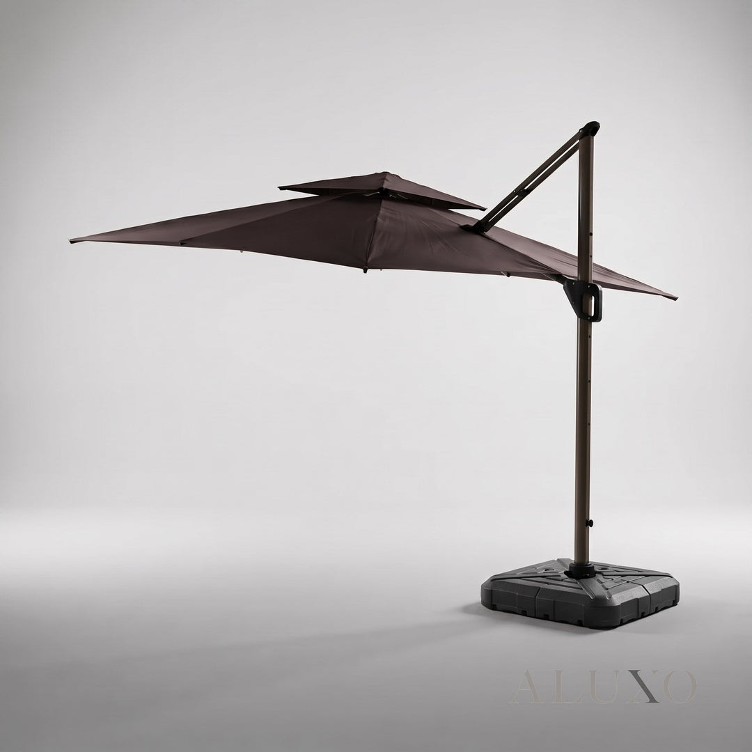 Square Cantilever Garden Parasol - 3m Outdoor Umbrella with LED Lights 6
