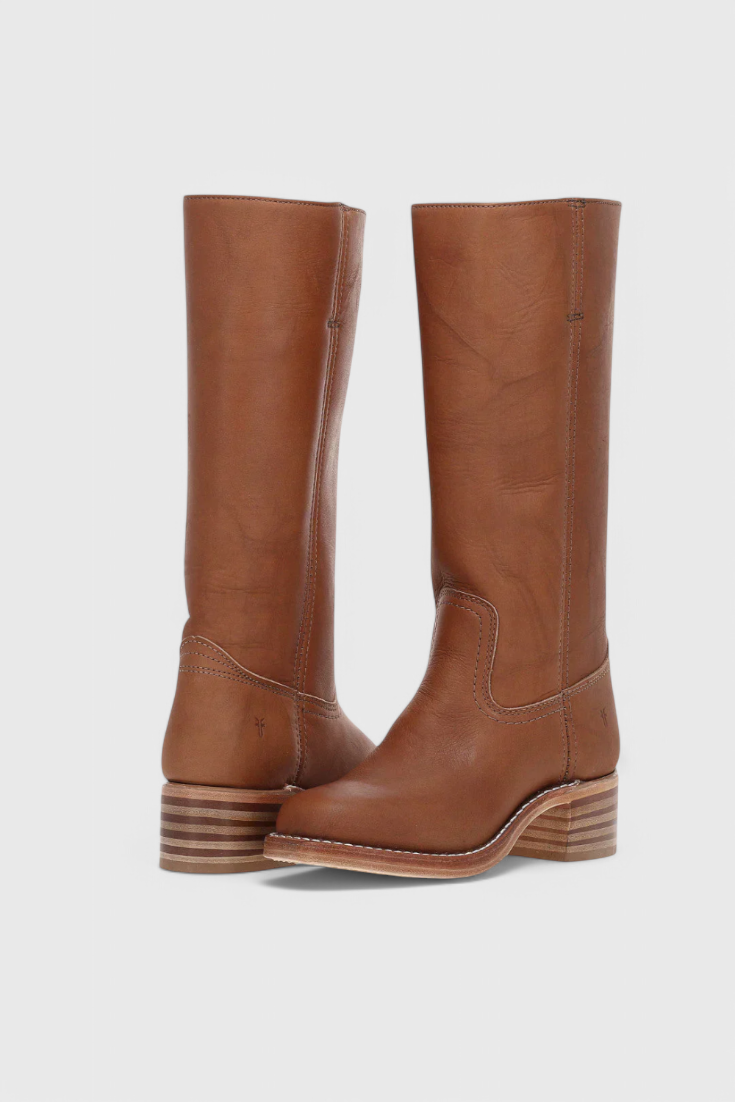 Women's Heeled Leather-Look Knee-High Boots