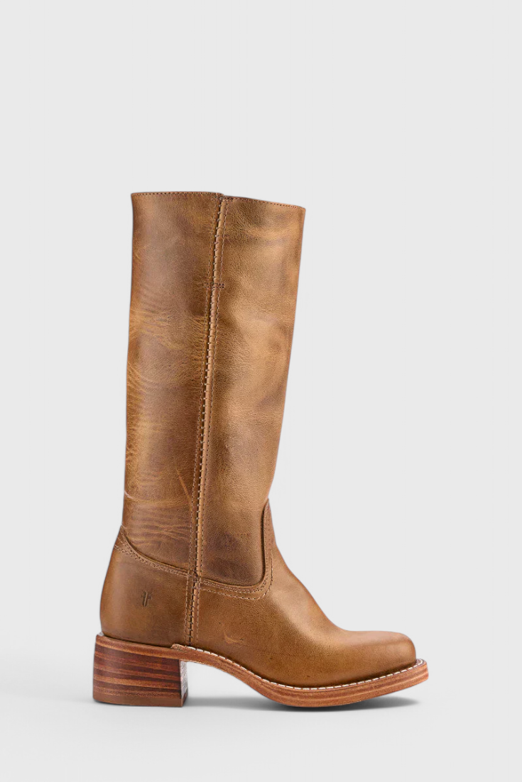 Women's Heeled Leather-Look Knee-High Boots