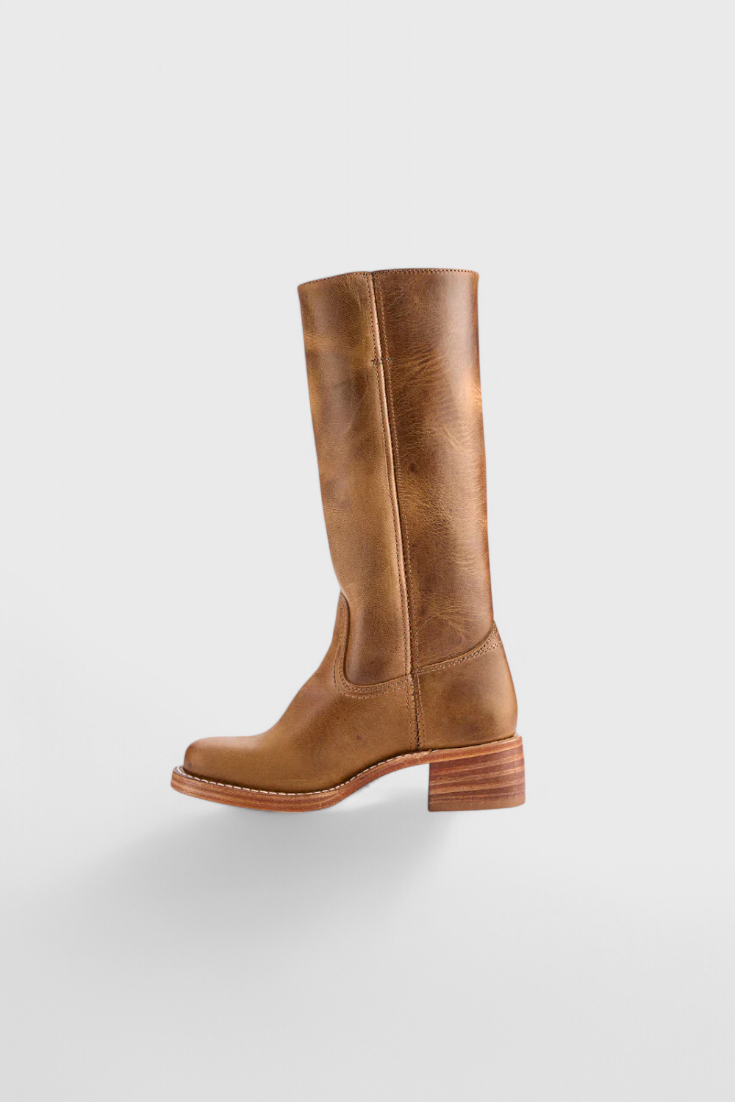 Women's Heeled Leather-Look Knee-High Boots