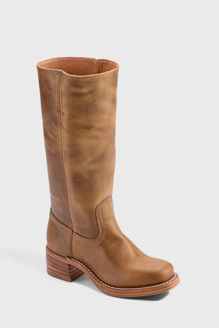 Women's Heeled Leather-Look Knee-High Boots