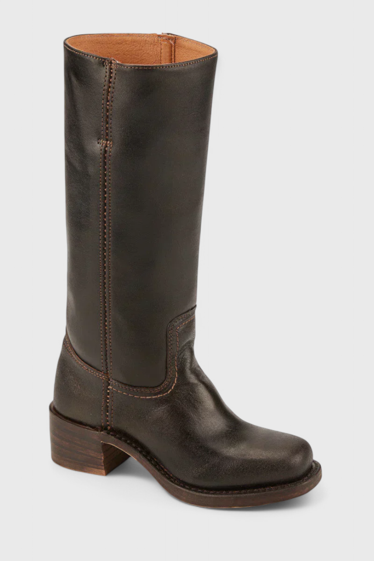 Women's Heeled Leather-Look Knee-High Boots