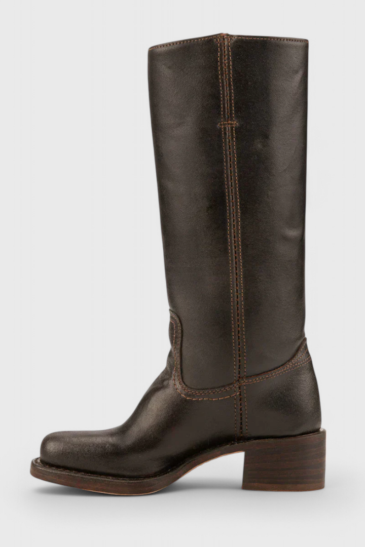 Women's Heeled Leather-Look Knee-High Boots