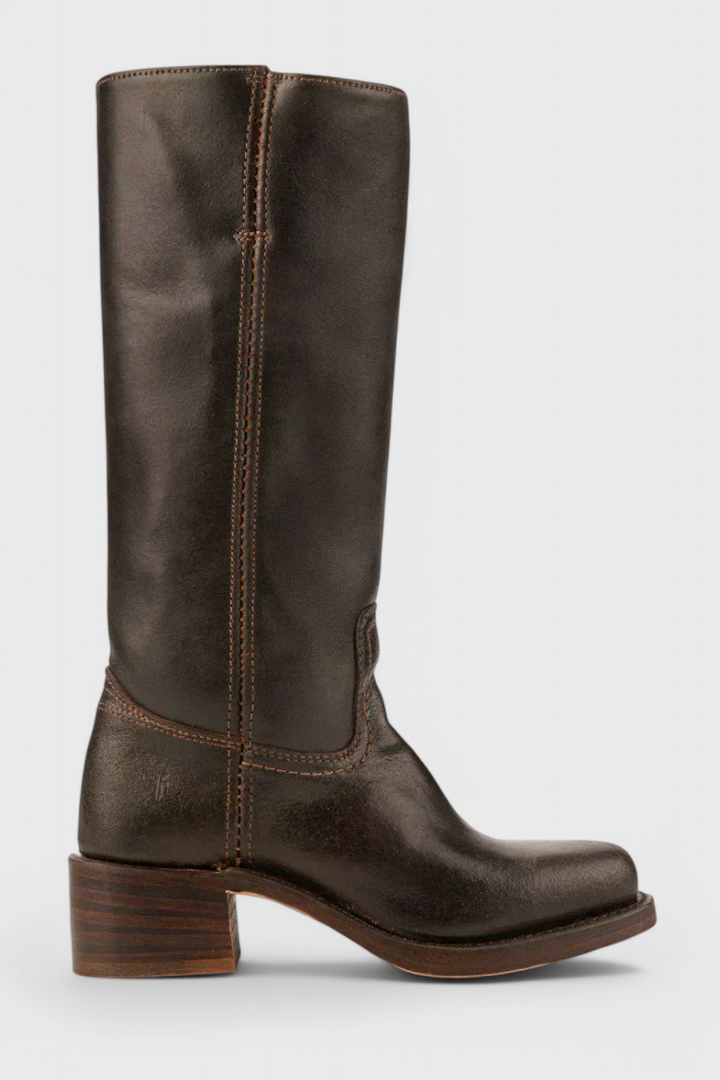 Women's Heeled Leather-Look Knee-High Boots