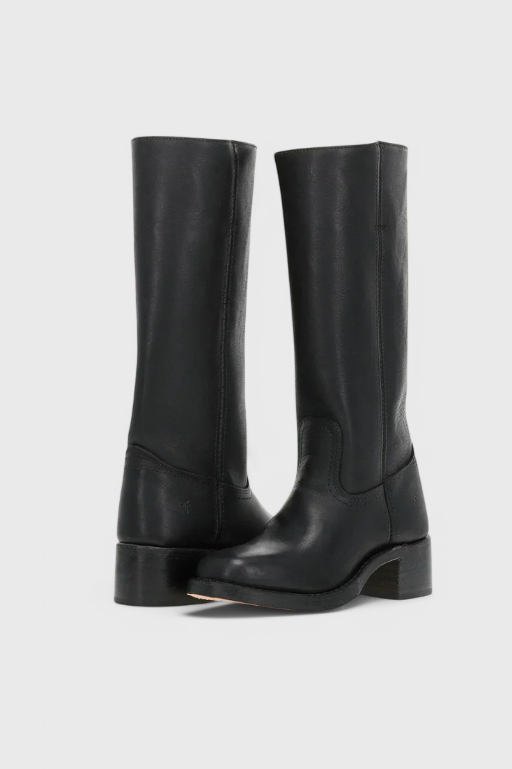 Women's Heeled Leather-Look Knee-High Boots