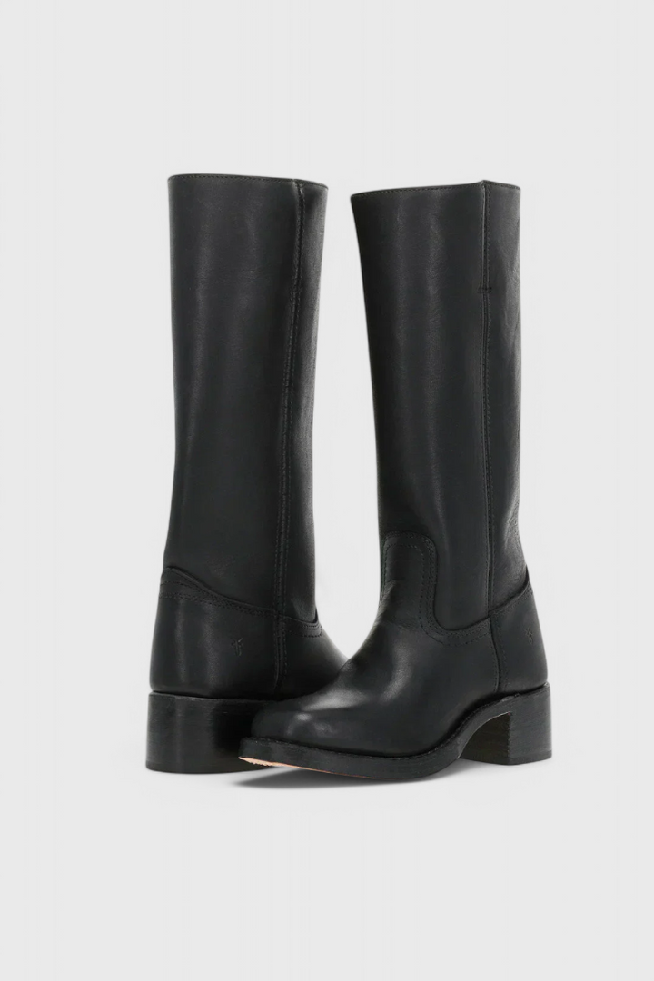 Women's Heeled Leather-Look Knee-High Boots