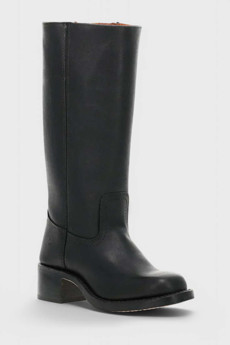 Women's Heeled Leather-Look Knee-High Boots