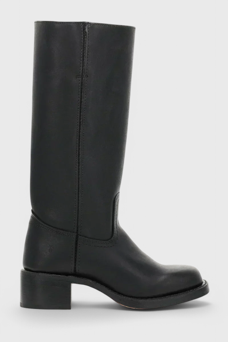 Women's Heeled Leather-Look Knee-High Boots