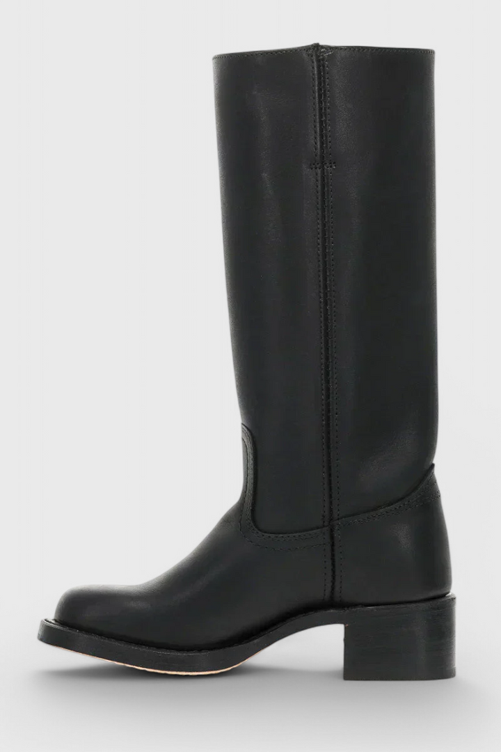 Women's Heeled Leather-Look Knee-High Boots
