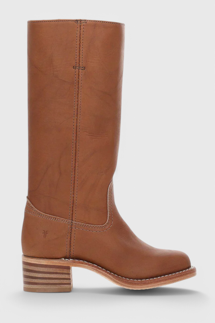 Women's Heeled Leather-Look Knee-High Boots