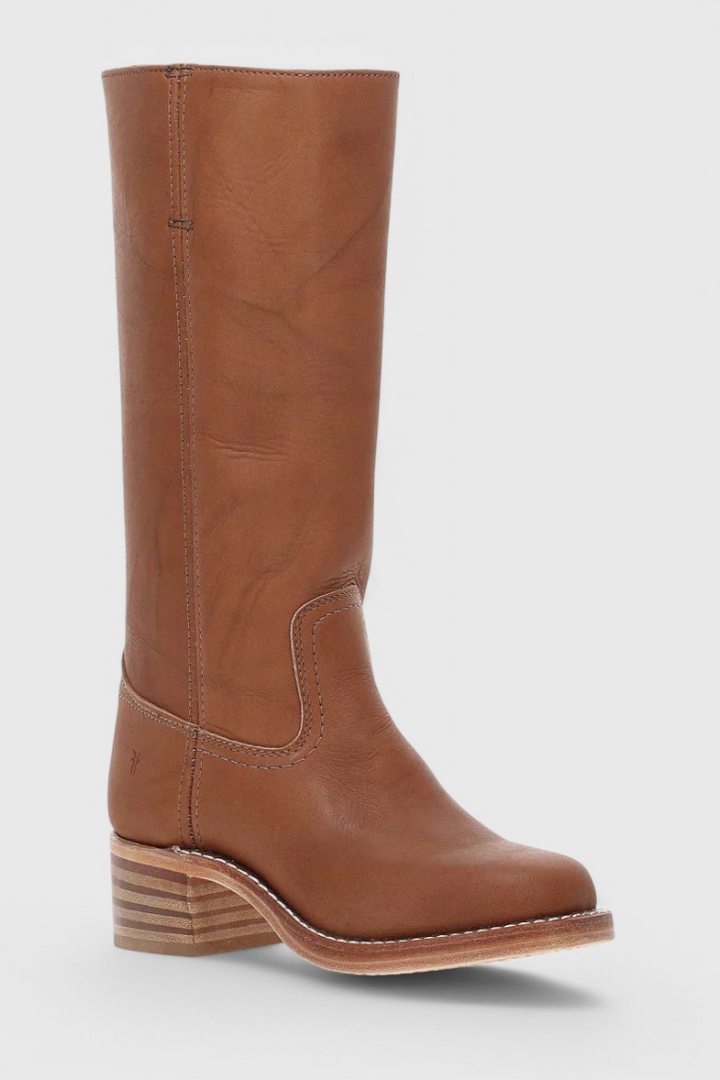 Women's Heeled Leather-Look Knee-High Boots