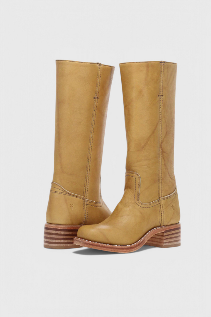 Women's Heeled Leather-Look Knee-High Boots