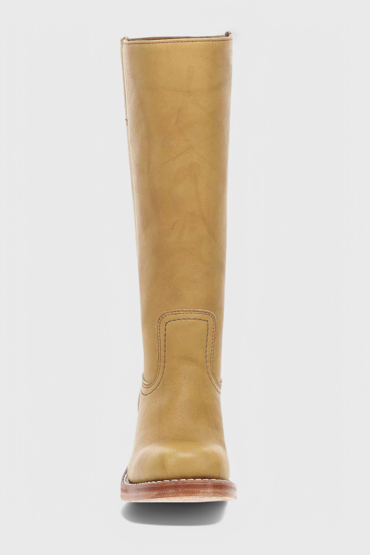 Women's Heeled Leather-Look Knee-High Boots