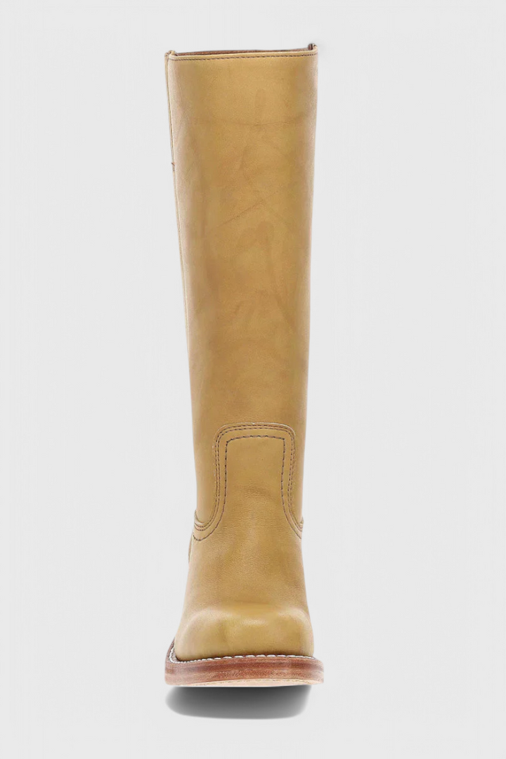 Women's Heeled Leather-Look Knee-High Boots
