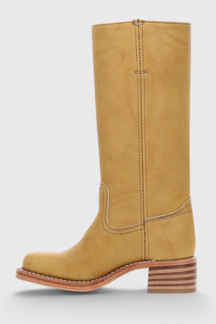 Women's Heeled Leather-Look Knee-High Boots