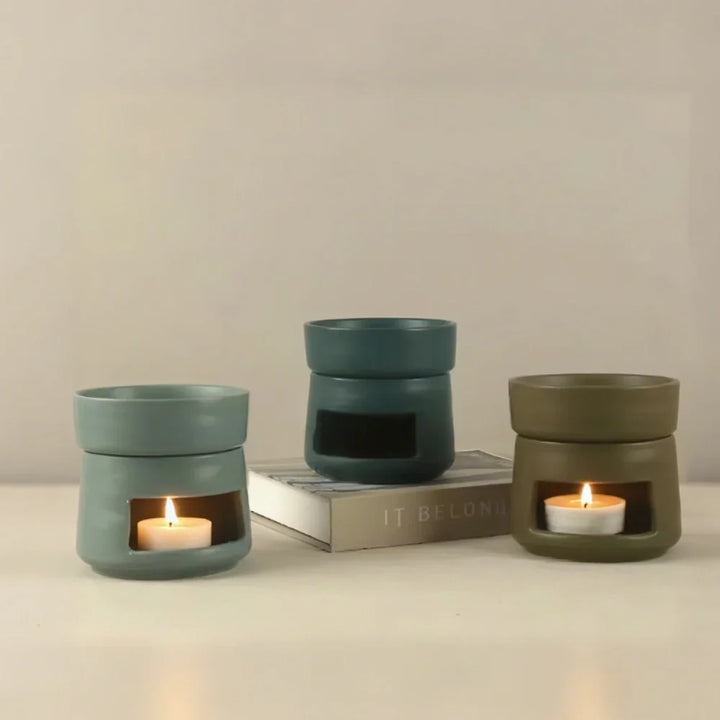 Ceramic Diffuser | Dual-Chamber Functionality, Serene Candle Glow