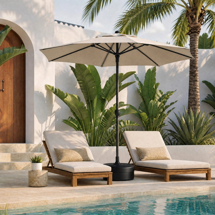 Tilting Garden Parasol with Crank Handle & UV-Resistant Canopy 9