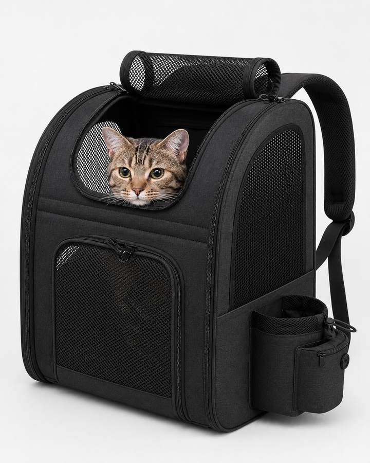 Travel Companion | Large Cat Carrier Bag with Expandable Design | Breathable Panels for Comfortable Travel 0