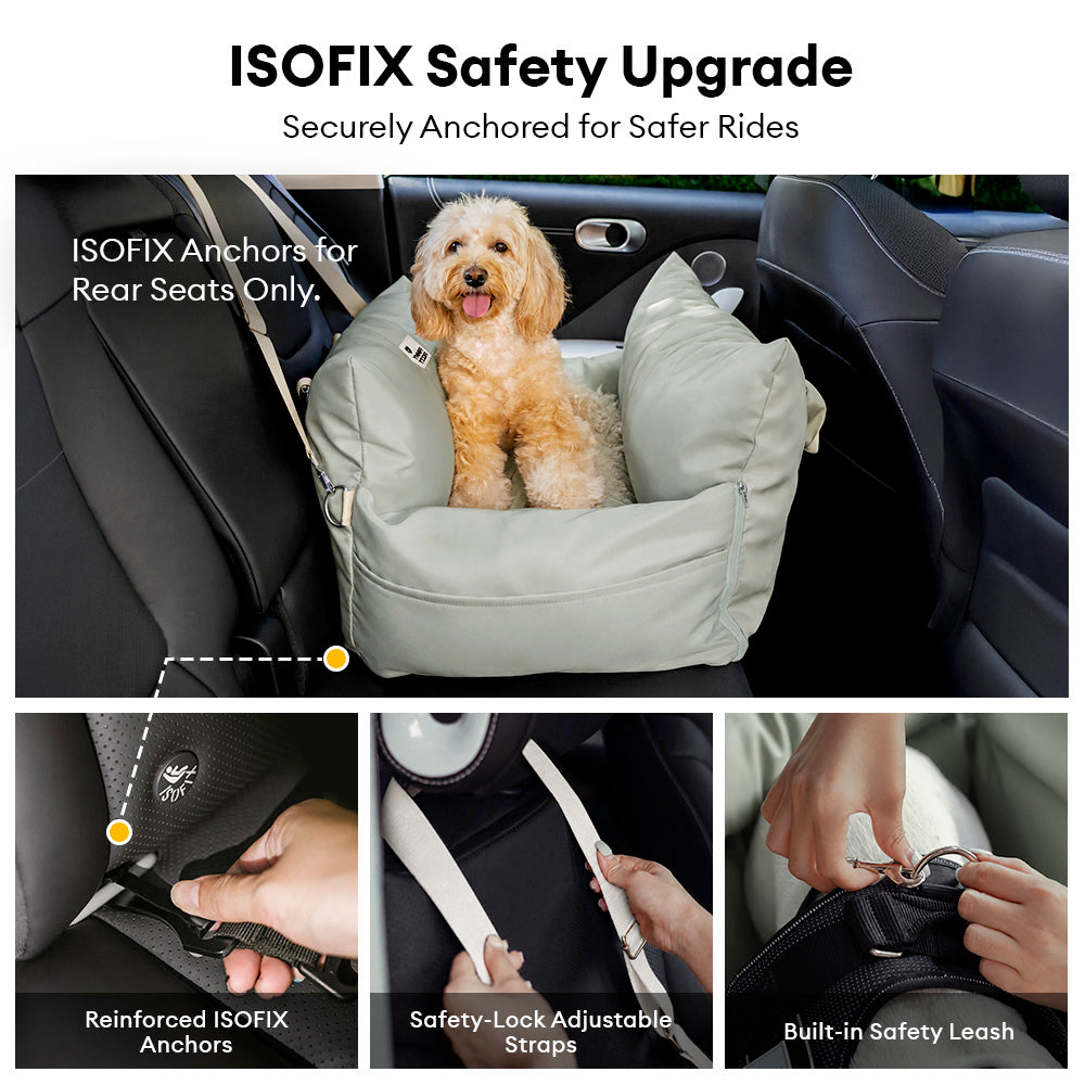 Portable Waterproof Dog Car Booster Seat with LATCH Anchors and Non Slip Base