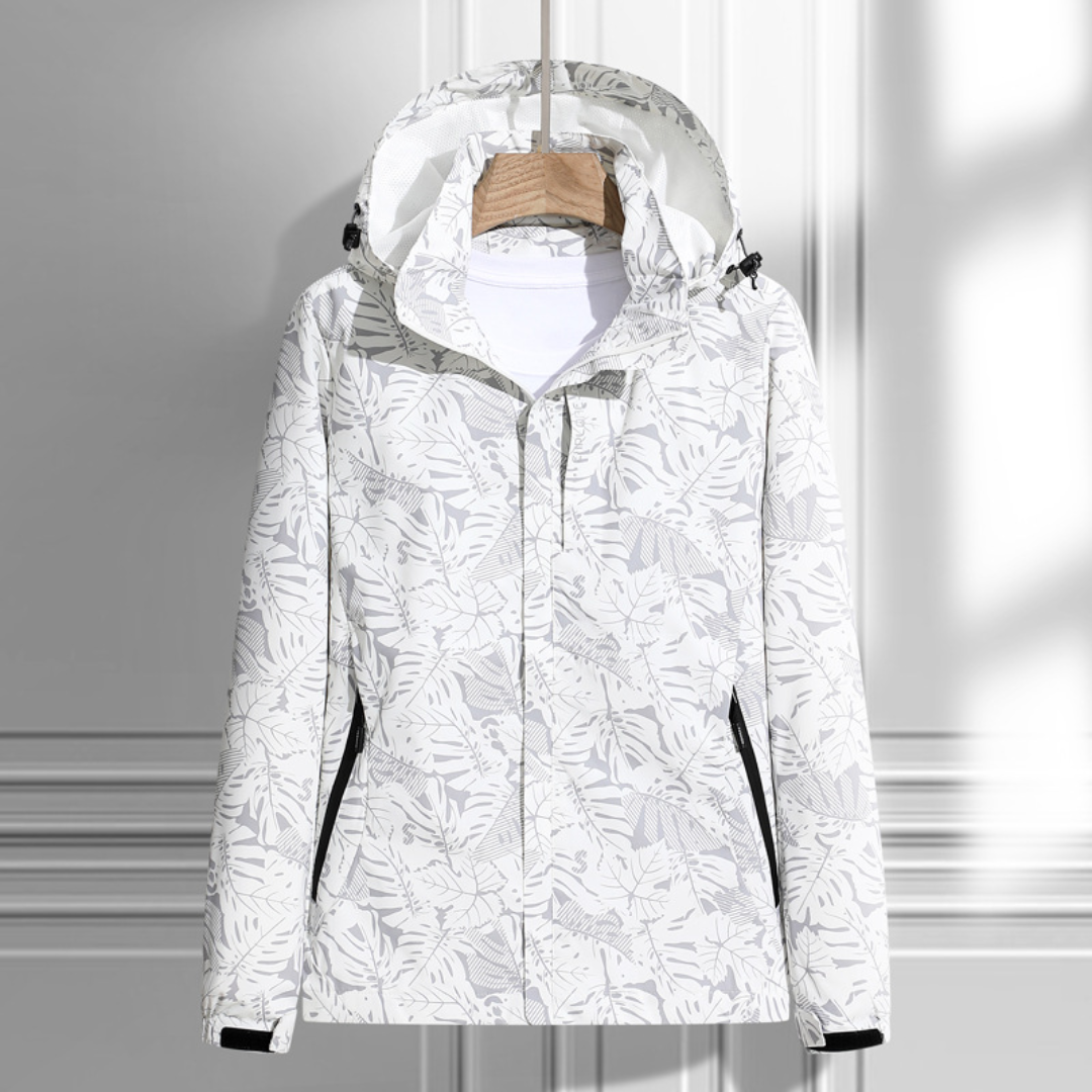 Women's Hooded Jacket in Leaf Print
