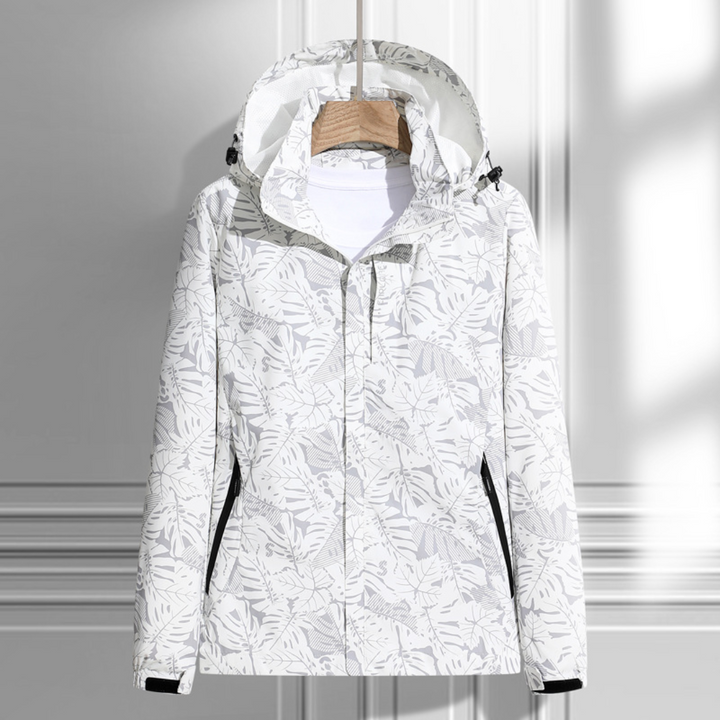 Women's Hooded Jacket in Leaf Print