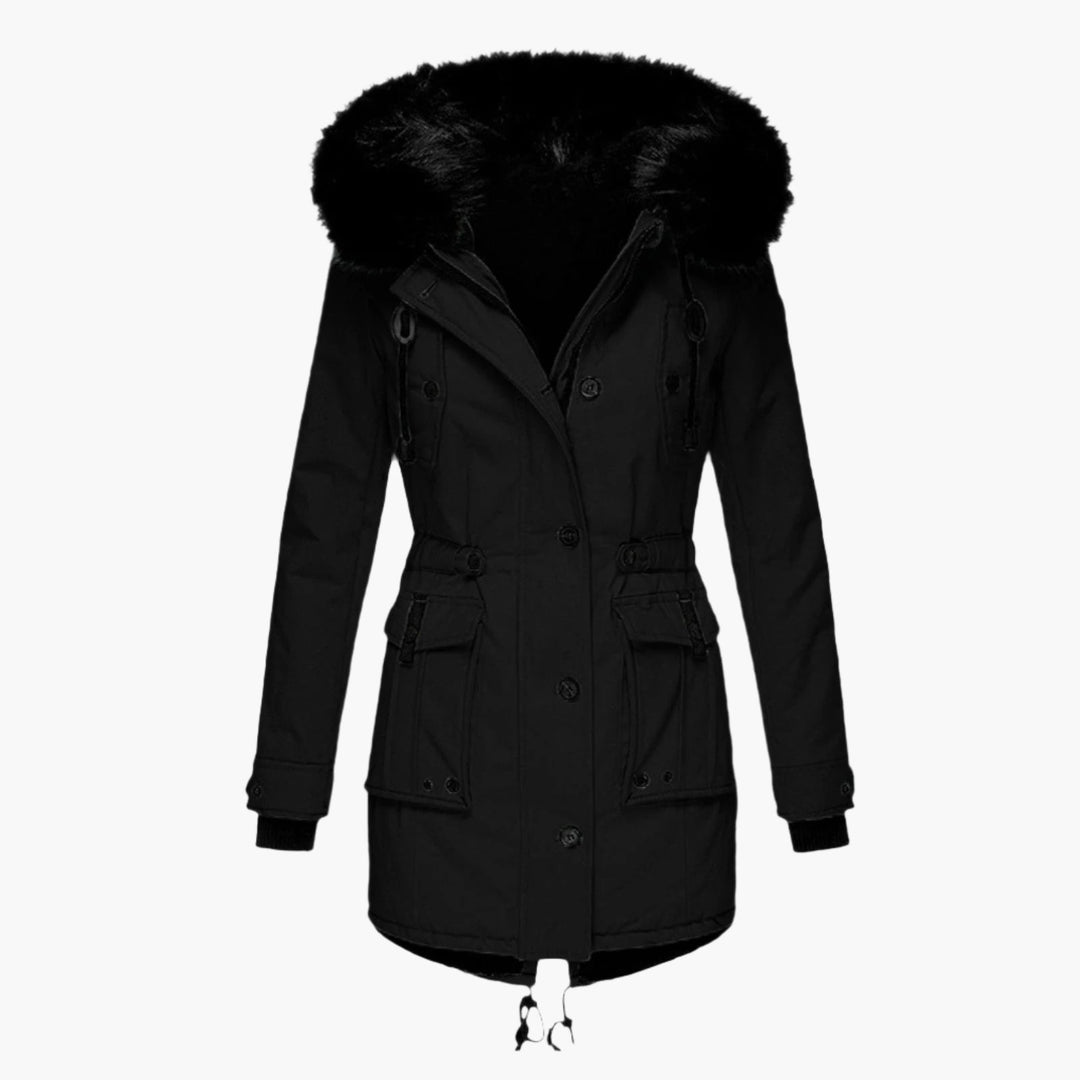 Women's Faux Fur Winter Parka with Drawstring