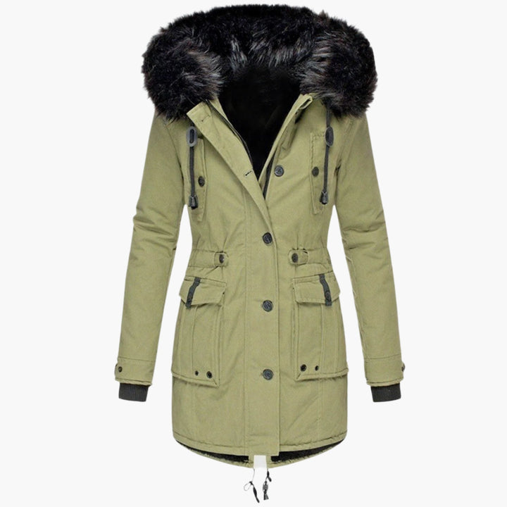 Women's Faux Fur Winter Parka with Drawstring