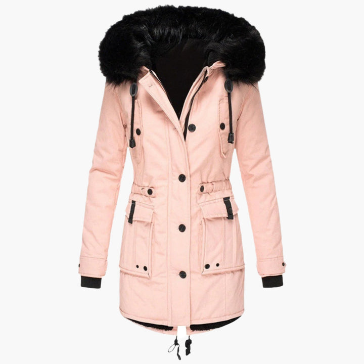 Women's Faux Fur Winter Parka with Drawstring