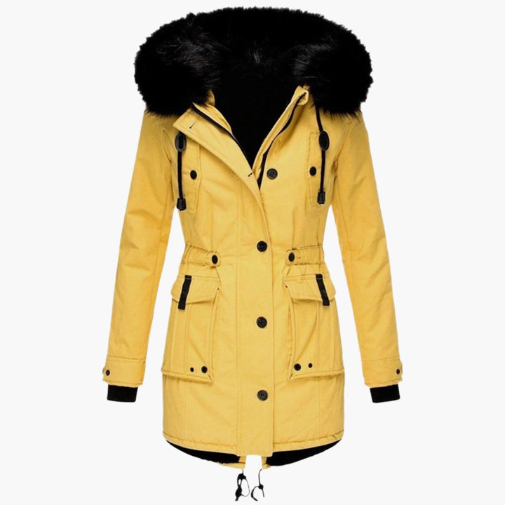 Women's Faux Fur Winter Parka with Drawstring