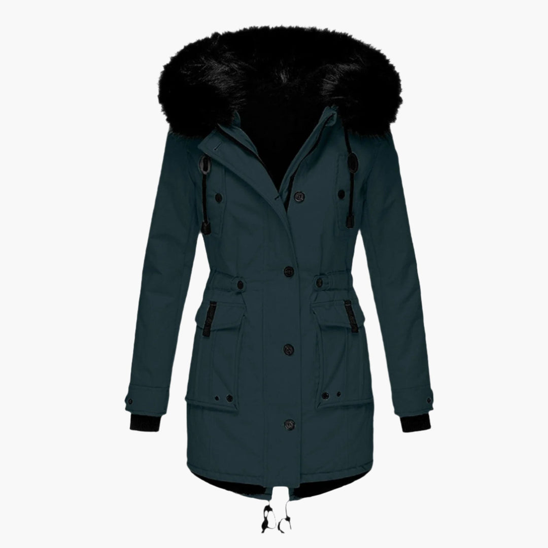 Women's Faux Fur Winter Parka with Drawstring