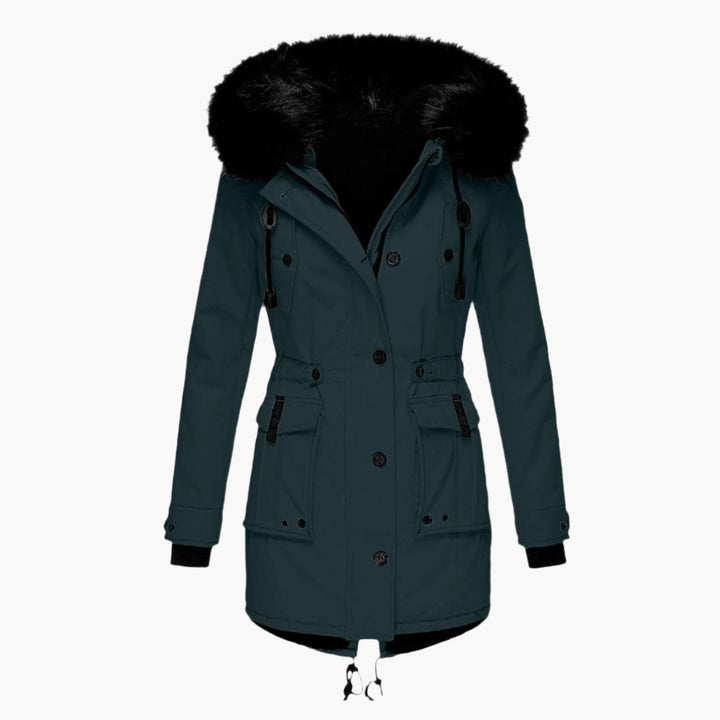 Women's Faux Fur Winter Parka with Drawstring