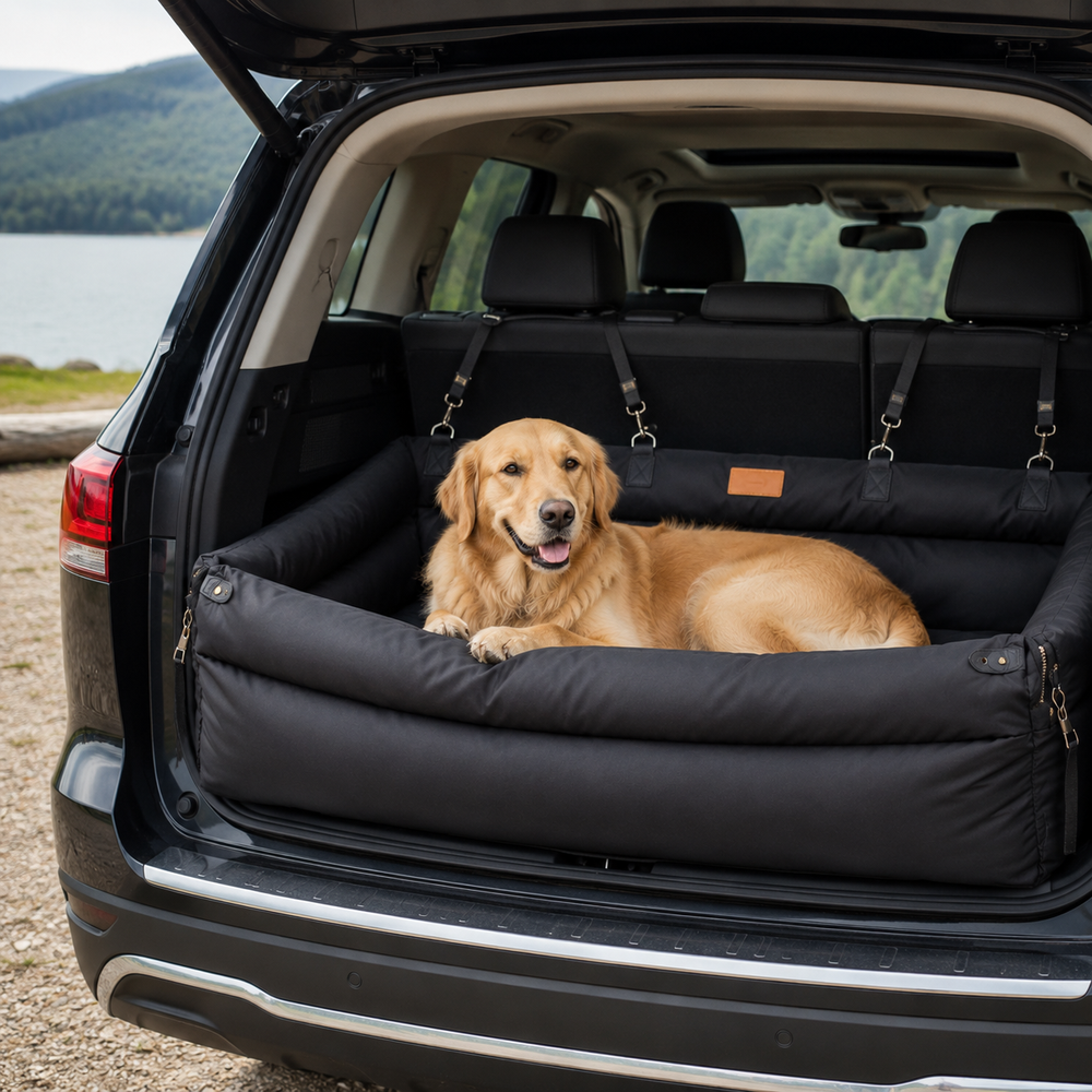 Waterproof Dog Car Seat Bed – Padded Travel Bed for Dogs 1