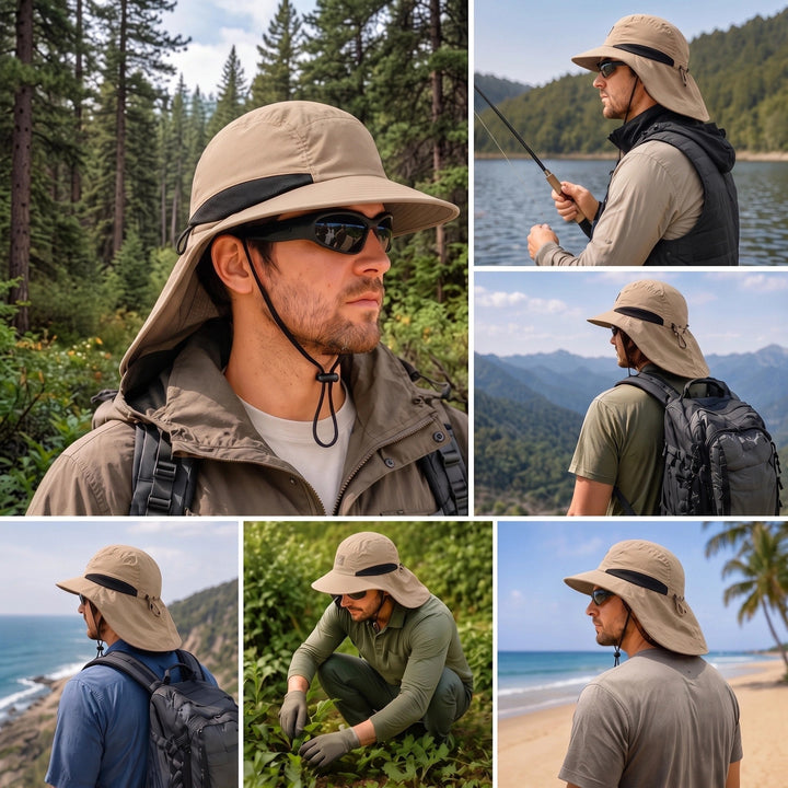 Wide Brim Sun Hat with Neck Flap - UPF 50+ UV Protection Hiking Hat 4