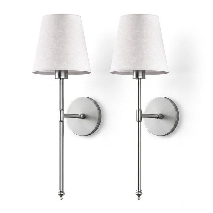 Wireless Wall Sconce Set | Modern Fabric Shade Wall Lights 1