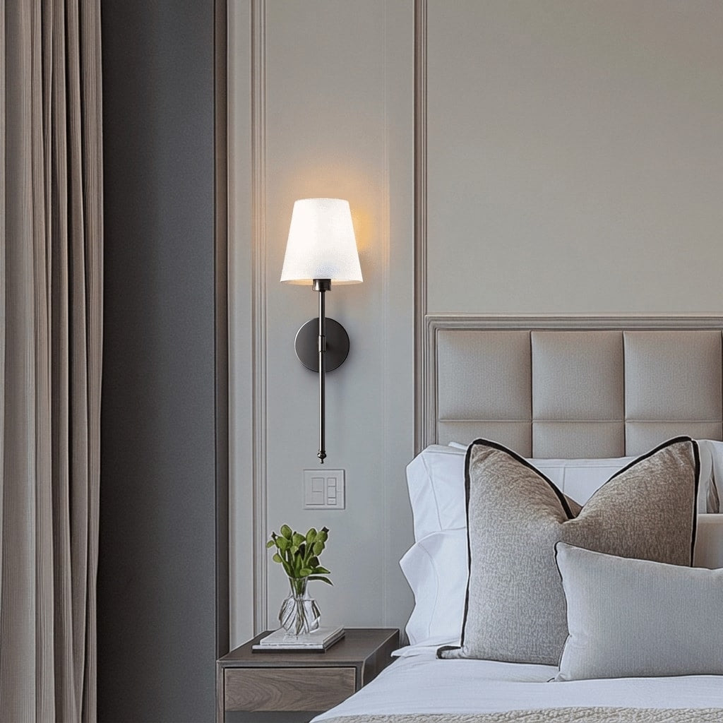Wireless Wall Sconce Set | Modern Fabric Shade Wall Lights 8