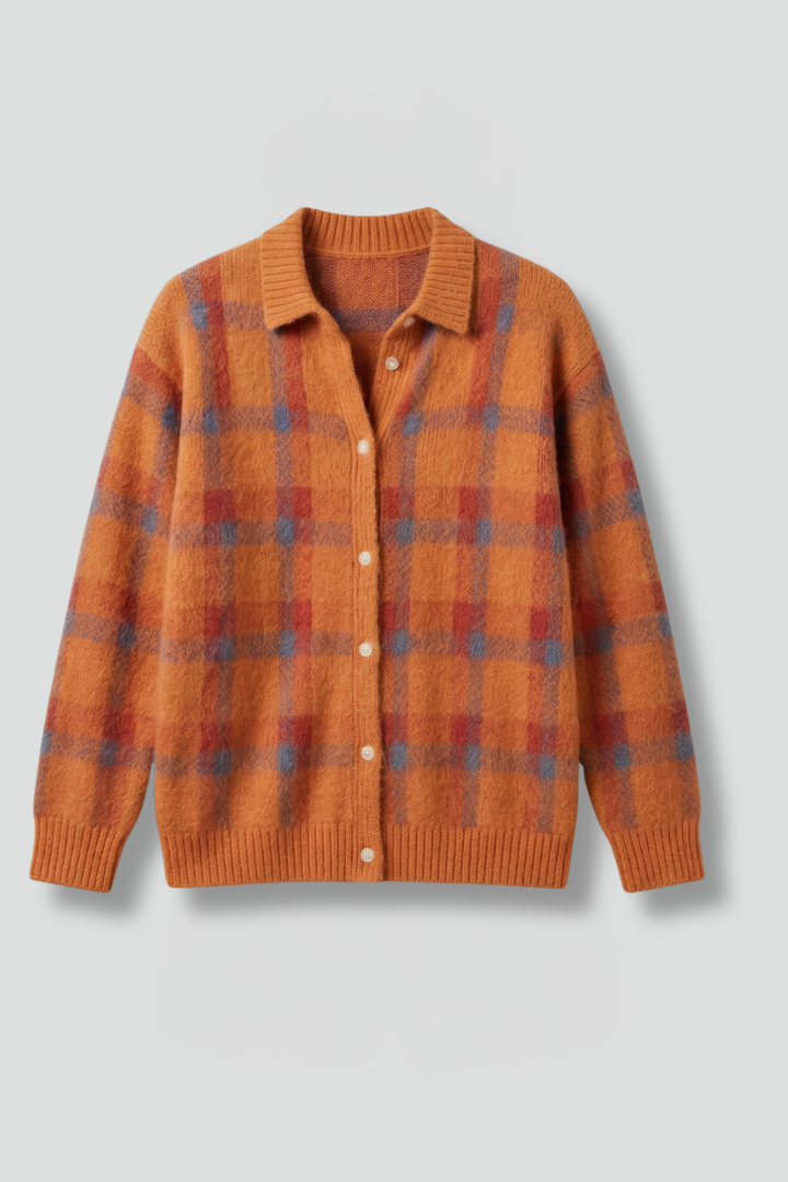 Button-Front Oversized Cardigan for Women in Orange, image 1
