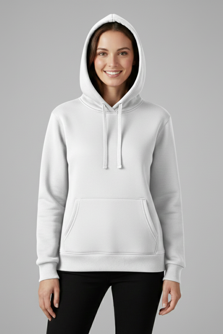 Women's Ribbed Hooded Sweatshirt in White