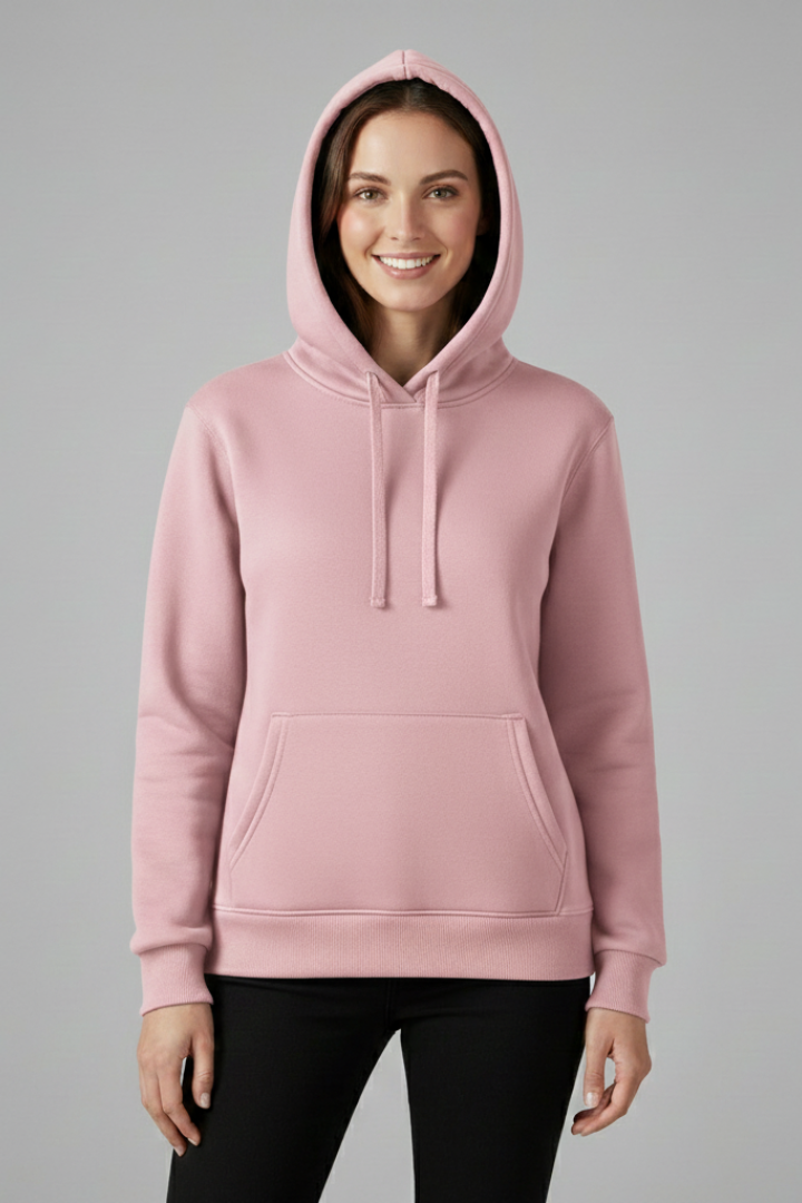 Women's Ribbed Hooded Sweatshirt in Pink