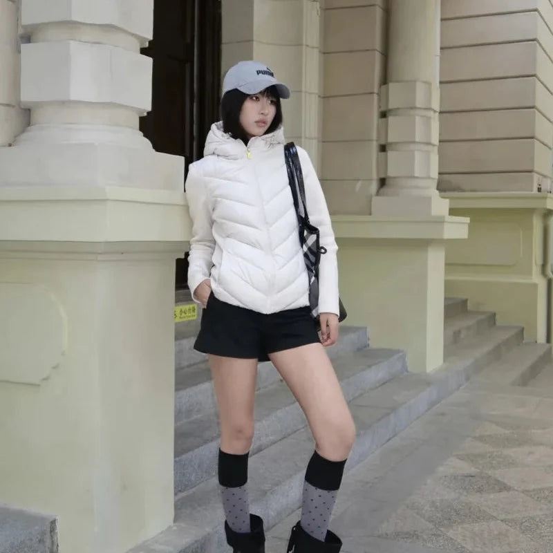 Women's Zip-Through Padded Jacket in Beige, image 6