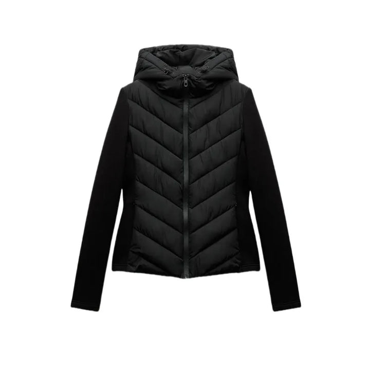Women's Zip-Through Padded Jacket in Beige in Black