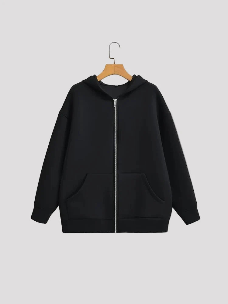 Women's Hooded Zip-Through Padded Jacket in Black