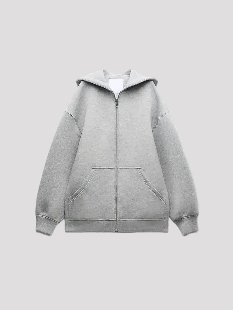 Women's Hooded Zip-Through Padded Jacket in Grey