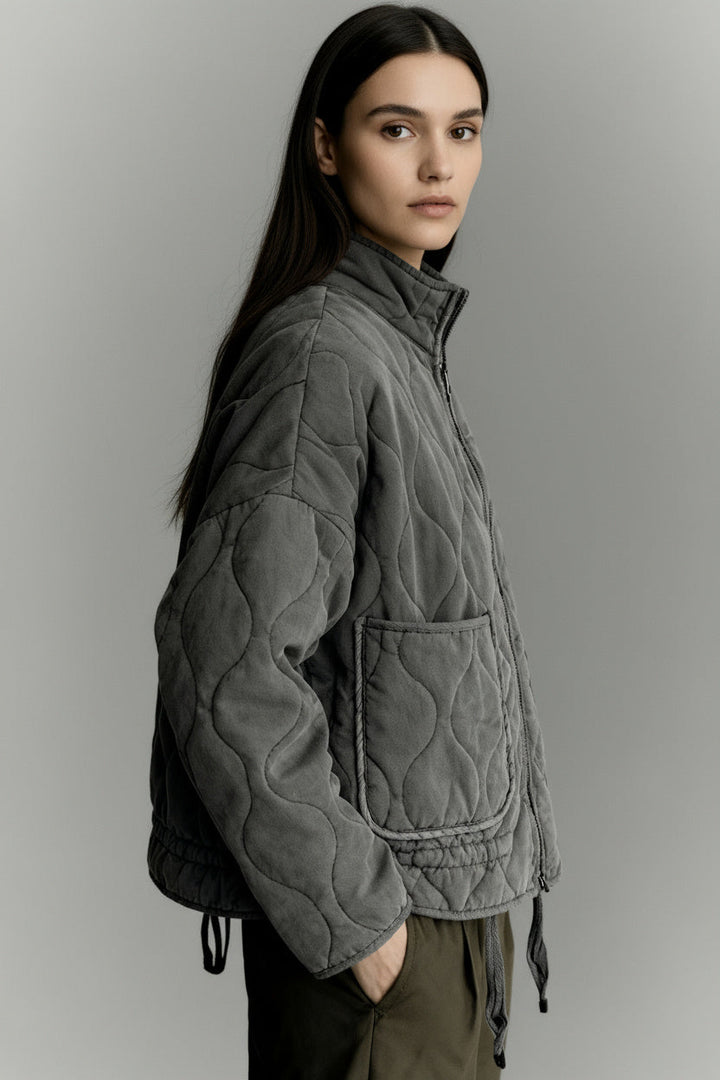 Women's Oversized Padded Jacket in Dark Grey, image 2