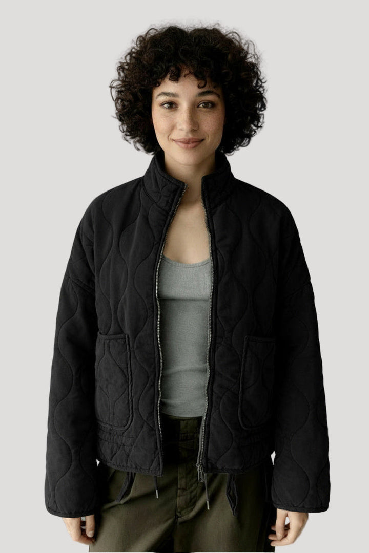 Women's Oversized Padded Jacket in Dark Grey in Black