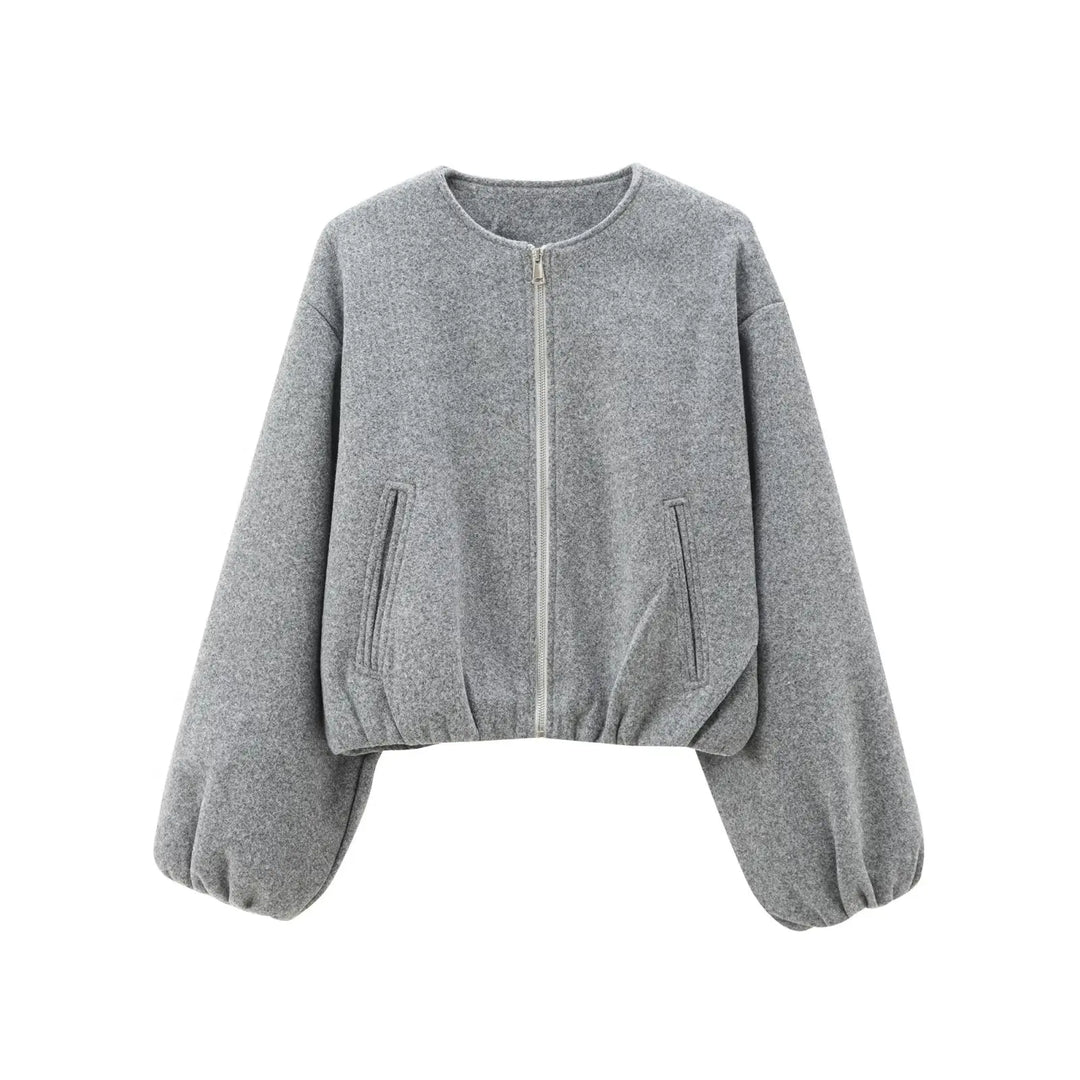 Zip-Through Bomber Jacket for Women in Grey