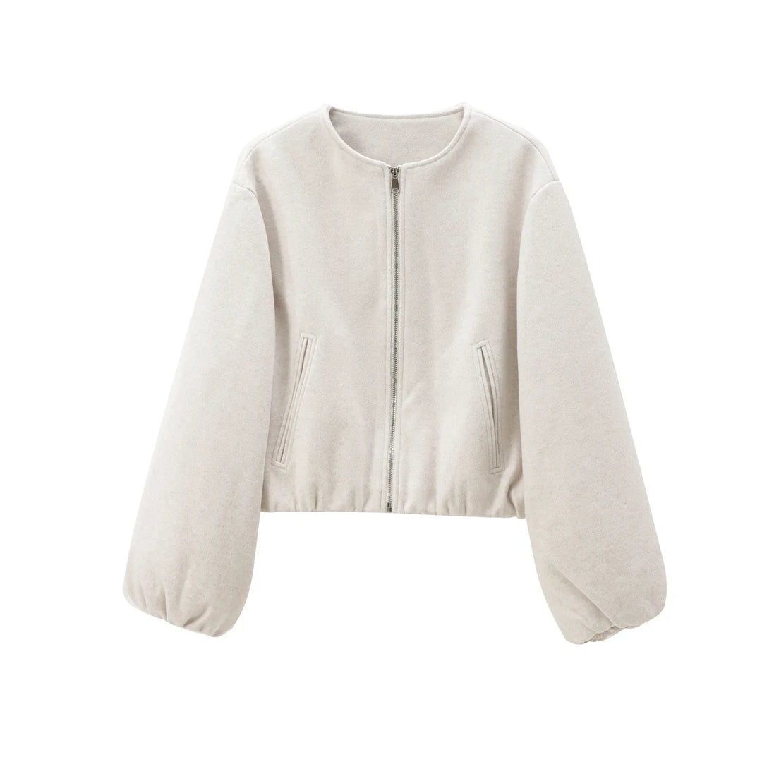 Zip-Through Bomber Jacket for Women in White