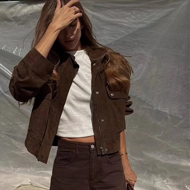 Women's Cropped Button-Front Jacket for Autumn and Winter, image 4